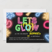 ネオン誕生日レー熱狂するザーパーティーを輝かせよう 招待状 (正面)