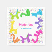 ネオン誕生日動物風船紙プレート スタンダードカクテルナプキン (正面)