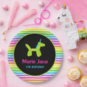 ネオン誕生日動物風船 ペーパープレート (パーティー)