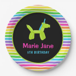 ネオン誕生日動物風船 ペーパープレート