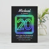 ネオン誕生日招待状男子20歳誕生日 招待状 (スタンド正面)