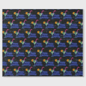 ネオン誕生日&カクテルサインオンブリック ラッピングペーパー (フラット)