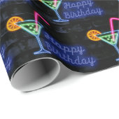 ネオン誕生日&カクテルサインオンブリック ラッピングペーパー (ロールコーナー)