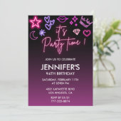 ネオン誕生日 94歳の誕生日 ブラックピンク 招待状 (スタンド正面)