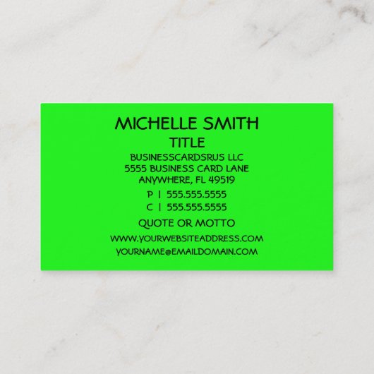 ネオン買グリーンホットピンクの名刺を収納 名刺 (裏面)