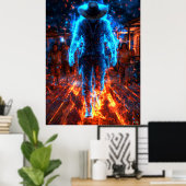 ネオン賞金稼ぎ – サイバーウェスタン外法 ポスター (ホームオフィス)