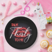 ネオン赤30歳の誕生日パーティー ペーパープレート (パーティー)