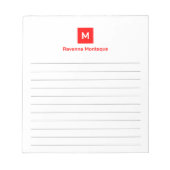 ネオン赤 モダン ライン シック トレンディー モノグラム ノートパッド (正面)