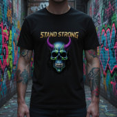 ネオン輝くドクロ グラフィックTシャツ Tシャツ