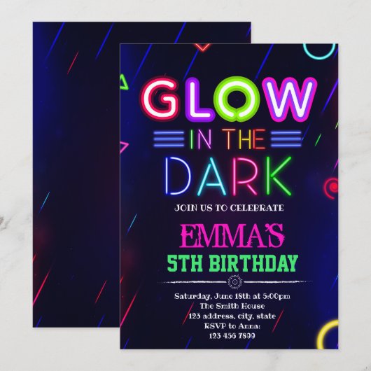 ネオン輝く招待状 招待状 (正面/裏面)