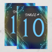 ネオン輝く星のウェディングテーブルナンバーカード 招待状 (正面/裏面)