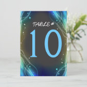 ネオン輝く星の結婚式テーブルナンバーカード 招待状 (スタンド正面)