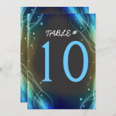 ネオン輝く星の結婚式テーブルナンバーカード 招待状 (正面/裏面)