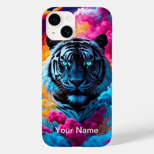 ネオン輝く神秘的な虎のイメージ  Case-Mate iPhoneケース (裏面)