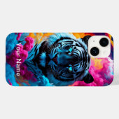 ネオン輝く神秘的な虎のイメージ  Case-Mate iPhoneケース (裏面 (横))