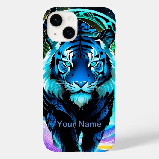 ネオン輝く神秘的な虎のイメージ  Case-Mate iPhoneケース (裏面)