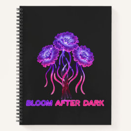 ネオン輝く花 ブラック スパイラルノート ノートブック