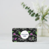 ネオン迷彩柄 – 完全にカスタマイズおよびはっきりしたデザイン 名刺 (スタンド正面)