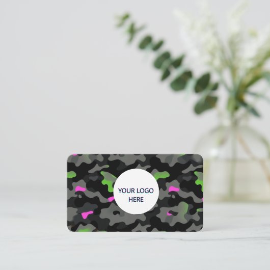 ネオン迷彩柄 – 完全にカスタマイズおよびはっきりしたデザイン 名刺 (スタンド正面)