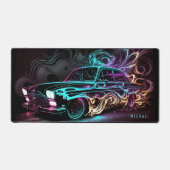 ネオン通りレースヴィンテージカーパーソナライズされた名 デスクマット (正面)