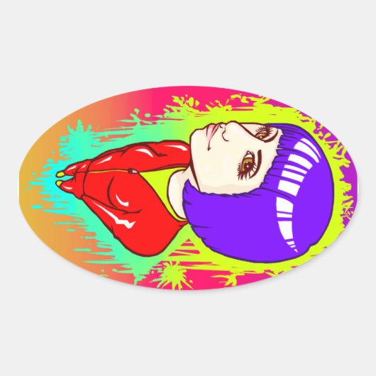 ネオン通り 楕円形シール (正面)