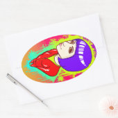 ネオン通り 楕円形シール (封筒)