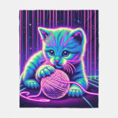 ネオン遊グローキャット フリースブランケット (正面)