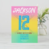 ネオン野球カラフルスポーツ誕生日パーティー オーダーメイド 招待状 (スタンド正面)