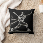 ネオン野球選手がこうもりを振る クッション (ブランケット)