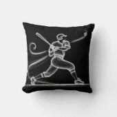 ネオン野球選手がこうもりを振る クッション (正面)