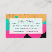 ネオン金ゴールドピンクティール（緑がかった色）ブラシストロークカラーブロック 名刺 (裏面)