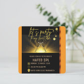 ネオン金ゴールドライトデジタルパーティーe招待状テンプレート, B セーブザデート (スタンド正面)