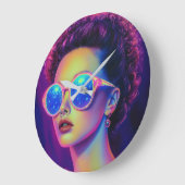 ネオン銀河系グラマー ラージ壁時計 (傾斜)