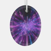 ネオン銀河系宇宙抽象芸術背景 ガラスオーナメント (正面右)