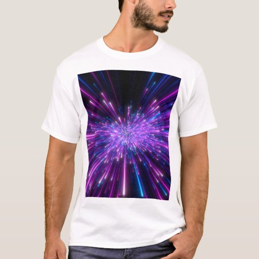 ネオン銀河系宇宙抽象芸術背景 Tシャツ (正面)