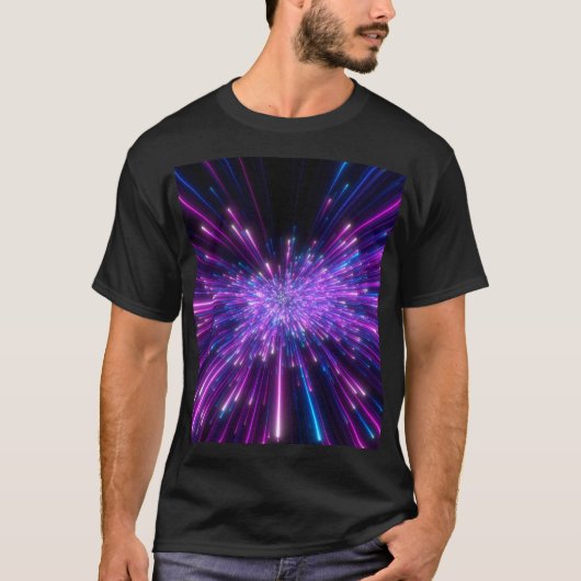 ネオン銀河系宇宙抽象芸術背景 Tシャツ (正面)