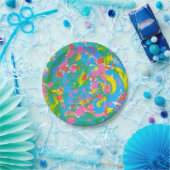 ネオン開花手筆絵を描画 ペーパープレート (パーティー)