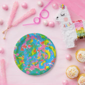 ネオン開花手筆絵を描画 ペーパープレート (パーティー)