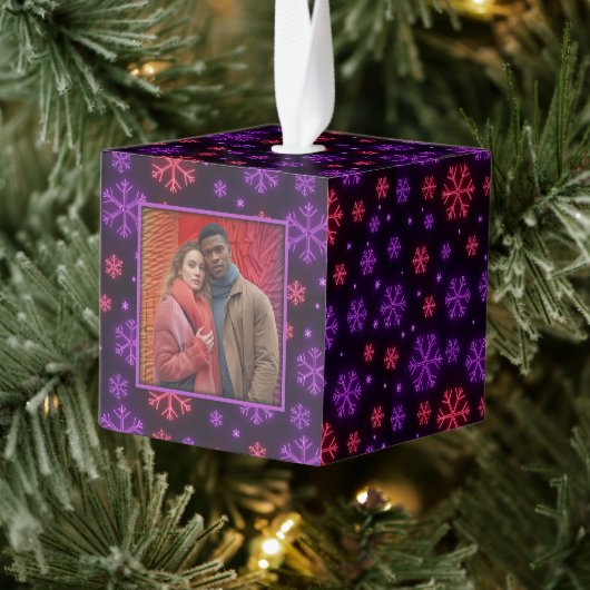 ネオン雪 キューブオーナメント (ツリー)