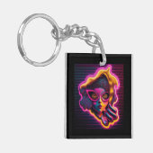 ネオン電気ポータルを通して見る少女 キーホルダー (正面左)