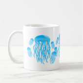 ネオン電気青いくらげ家族 コーヒーマグカップ (左)