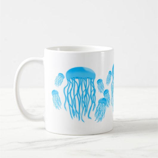 ネオン電気青いくらげ家族 コーヒーマグカップ (左)