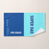 ネオン青いの極度のパパおよび濃紺 バスタオルセット (ハンドタオル)