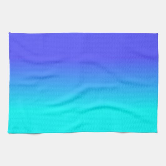 ネオン青く、明るいネオン水のOmbréの陰色F キッチンタオル (横)