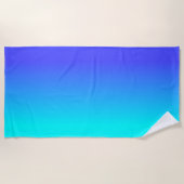 ネオン青く、明るいネオン水のOmbréの陰色F ビーチタオル (正面)