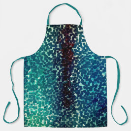 ネオン青のモザイクスタイルを荒くハンマーで打ったガラスに エプロン
