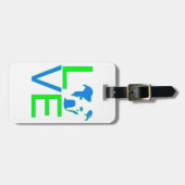 ネオン青及び緑のピット・ブル愛荷物のラベル ラゲッジタグ (正面横)