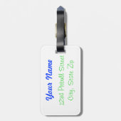 ネオン青及び緑のピット・ブル愛荷物のラベル ラゲッジタグ (裏面縦)