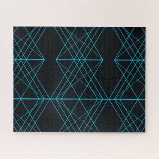 ネオン青、カッコいい、モダン、粋なtechnologic芸術 ジグソーパズル (横)