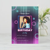 ネオン音楽の誕生日パーティーの招待をパーソナライズ 招待状 (スタンド正面)